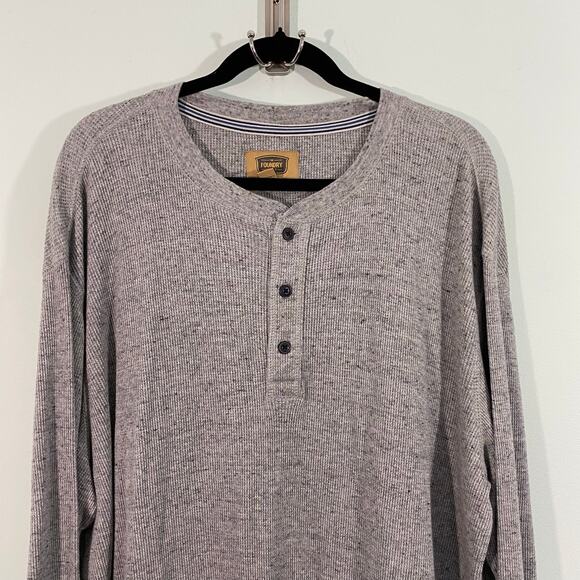 Foundry Men Grey Waffle Knit Long Sleeve Henley Top Size XLT NWT - Picture 2 of 7